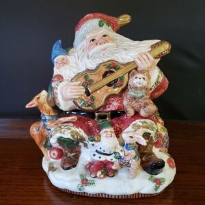 Fitz & Floyd Forest Festival Santa Cookie Jar